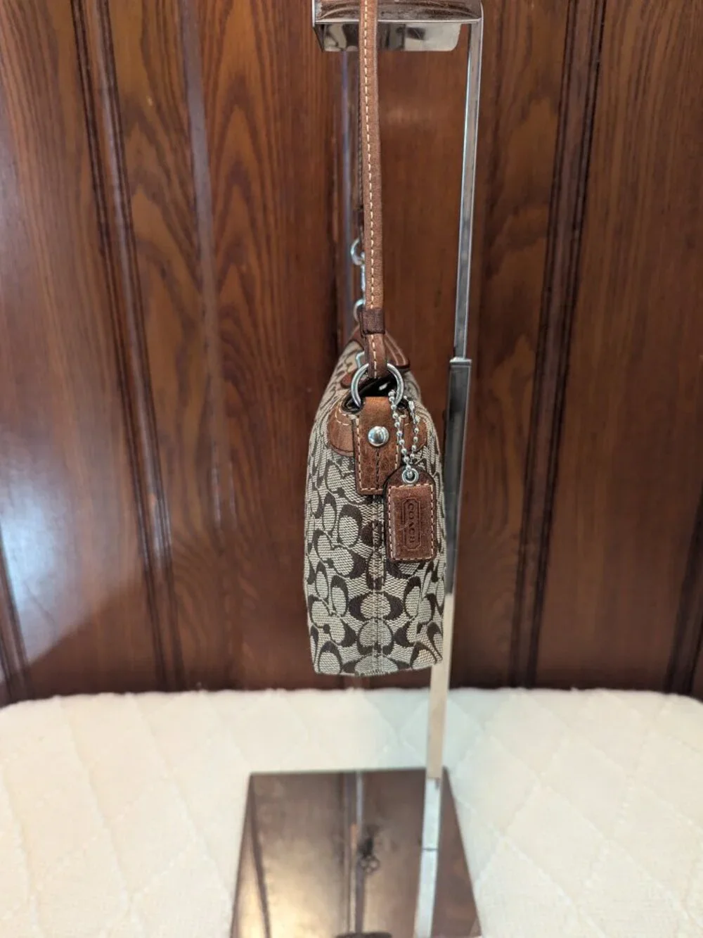 Coach Turnlock Brown Signature Wristlet Mini bag